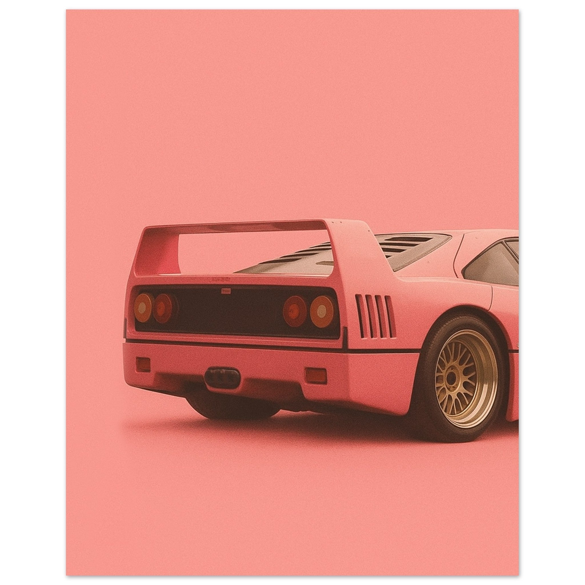 Ferrari F40 Print - Pink Supercar Wall Art - Garage & Gallery