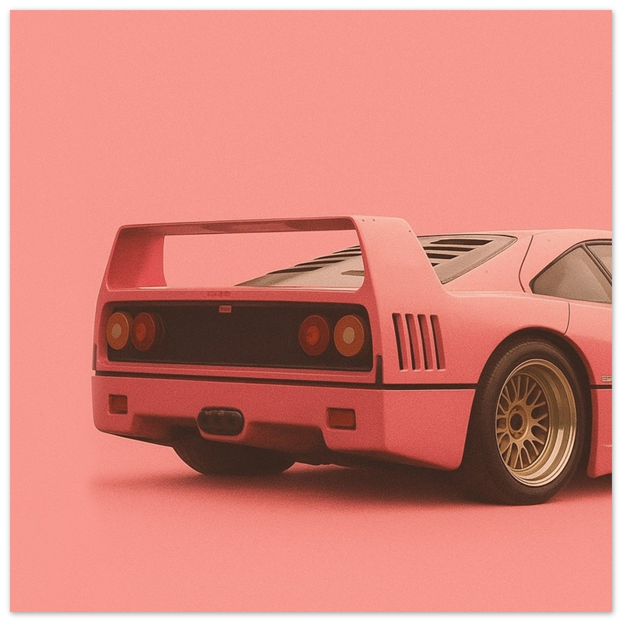 Ferrari F40 Print - Pink Supercar Wall Art - Garage & Gallery