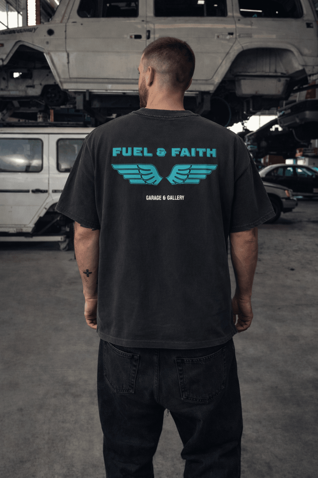 "Fuel & Faith" Tee - Black - Garage & Gallery