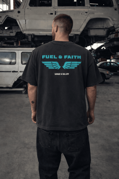 "Fuel & Faith" Tee - Black - Garage & Gallery