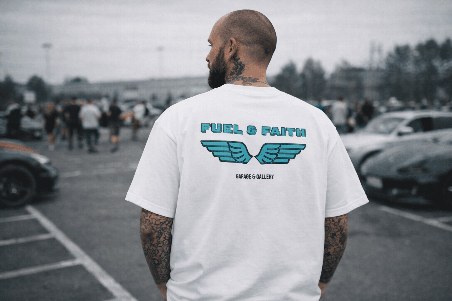 "Fuel & Faith" Tee - White - Garage & Gallery