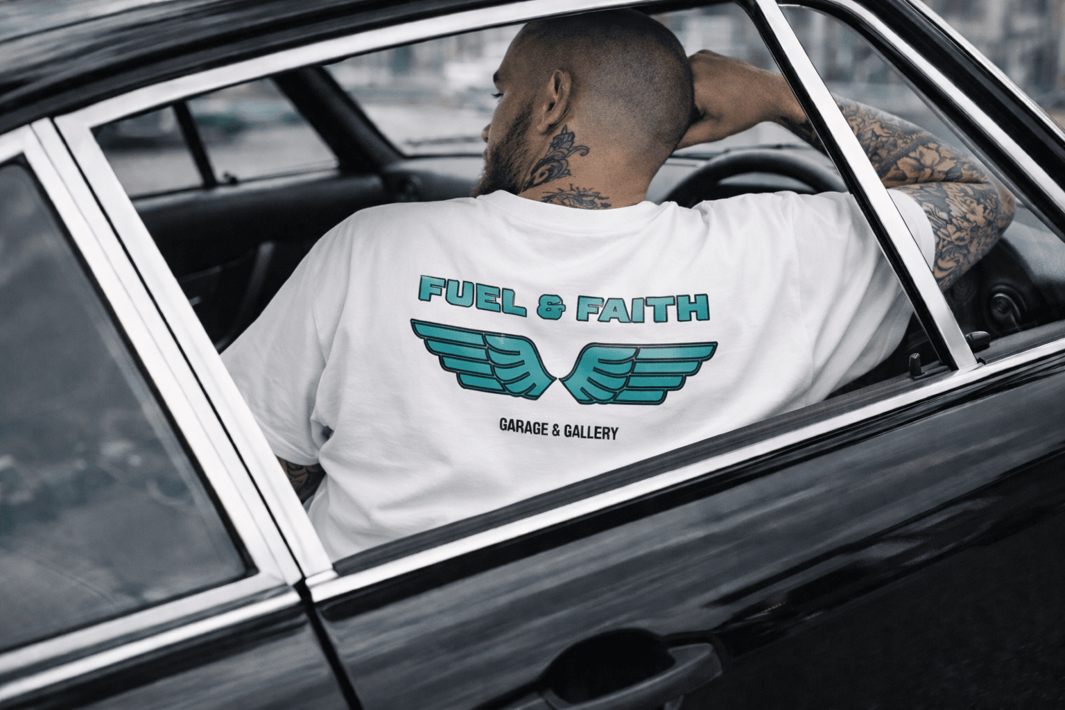 "Fuel & Faith" Tee - White - Garage & Gallery