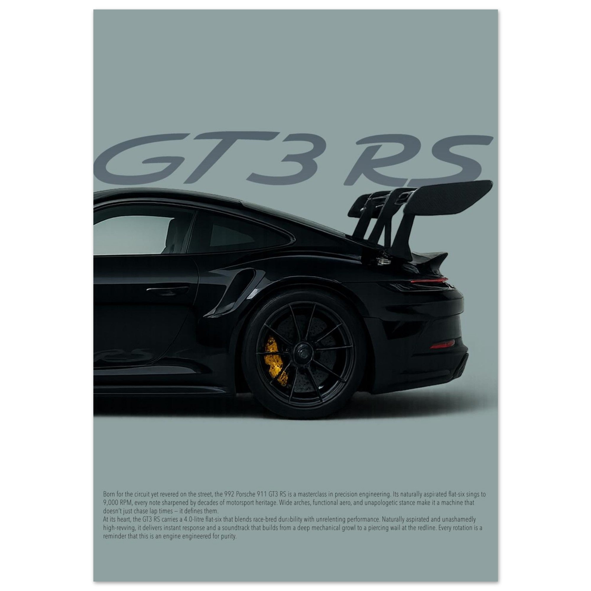Porsche 911 GT3 RS Wall Art - Portrait Supercar Print – Garage