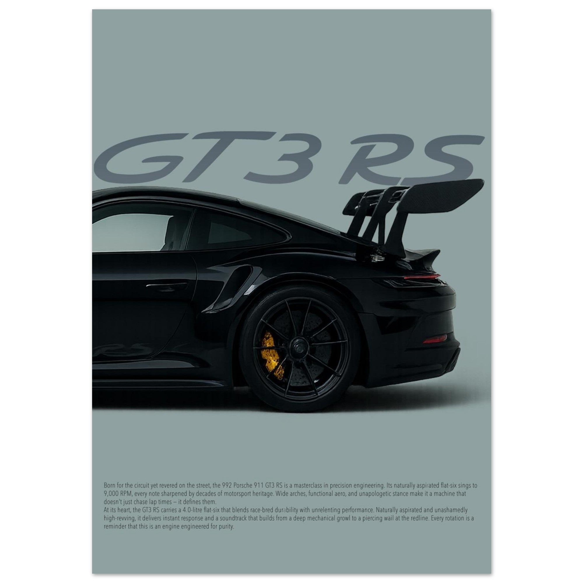 Porsche 911 GT3 RS Wall Art - Portrait Supercar Print - Garage & Gallery