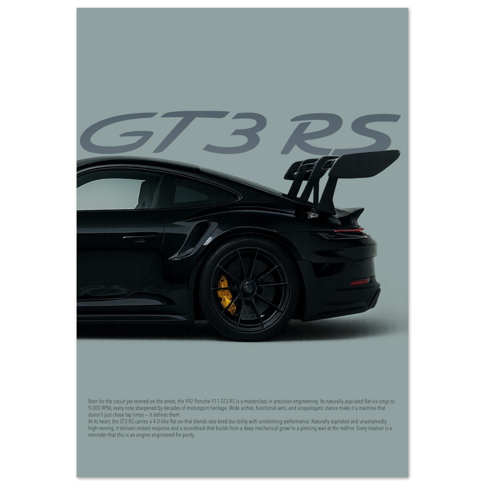 Porsche 911 GT3 RS Wall Art - Portrait Supercar Print - Garage & Gallery