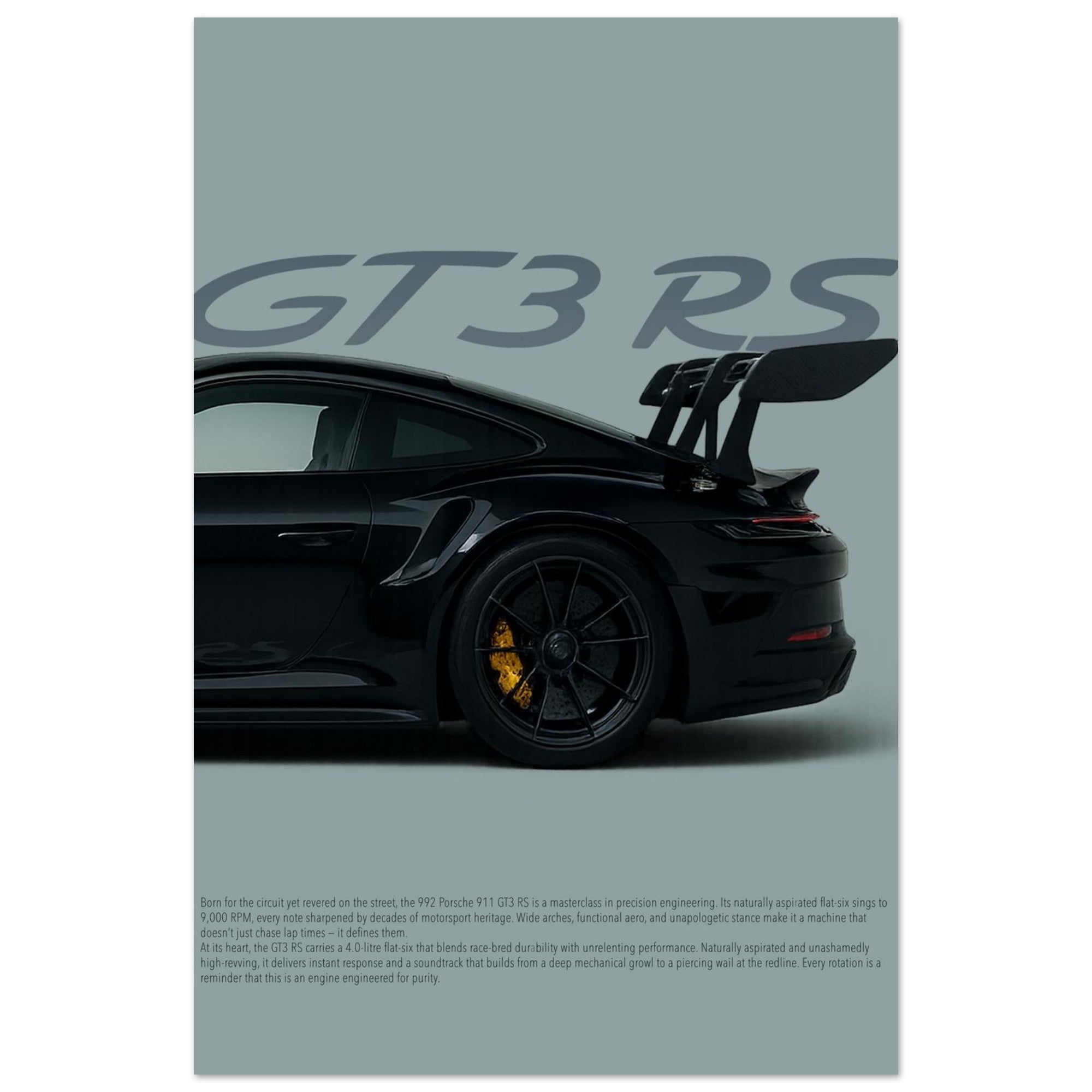 Porsche 911 GT3 RS Wall Art - Portrait Supercar Print - Garage & Gallery