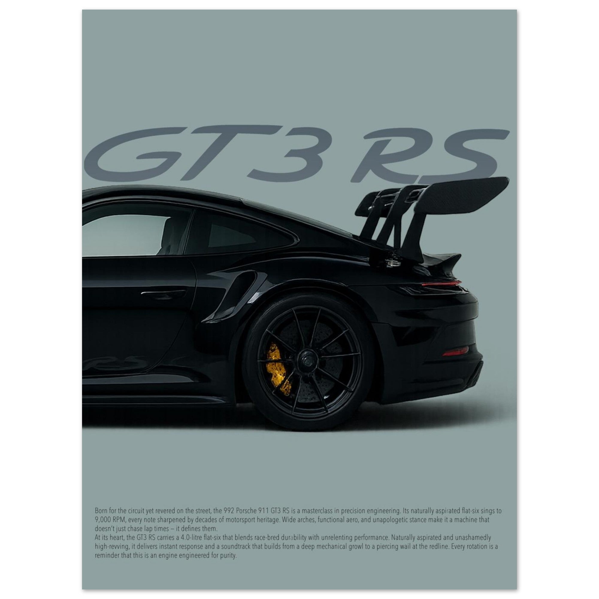 Porsche 911 GT3 RS Wall Art - Portrait Supercar Print - Garage & Gallery
