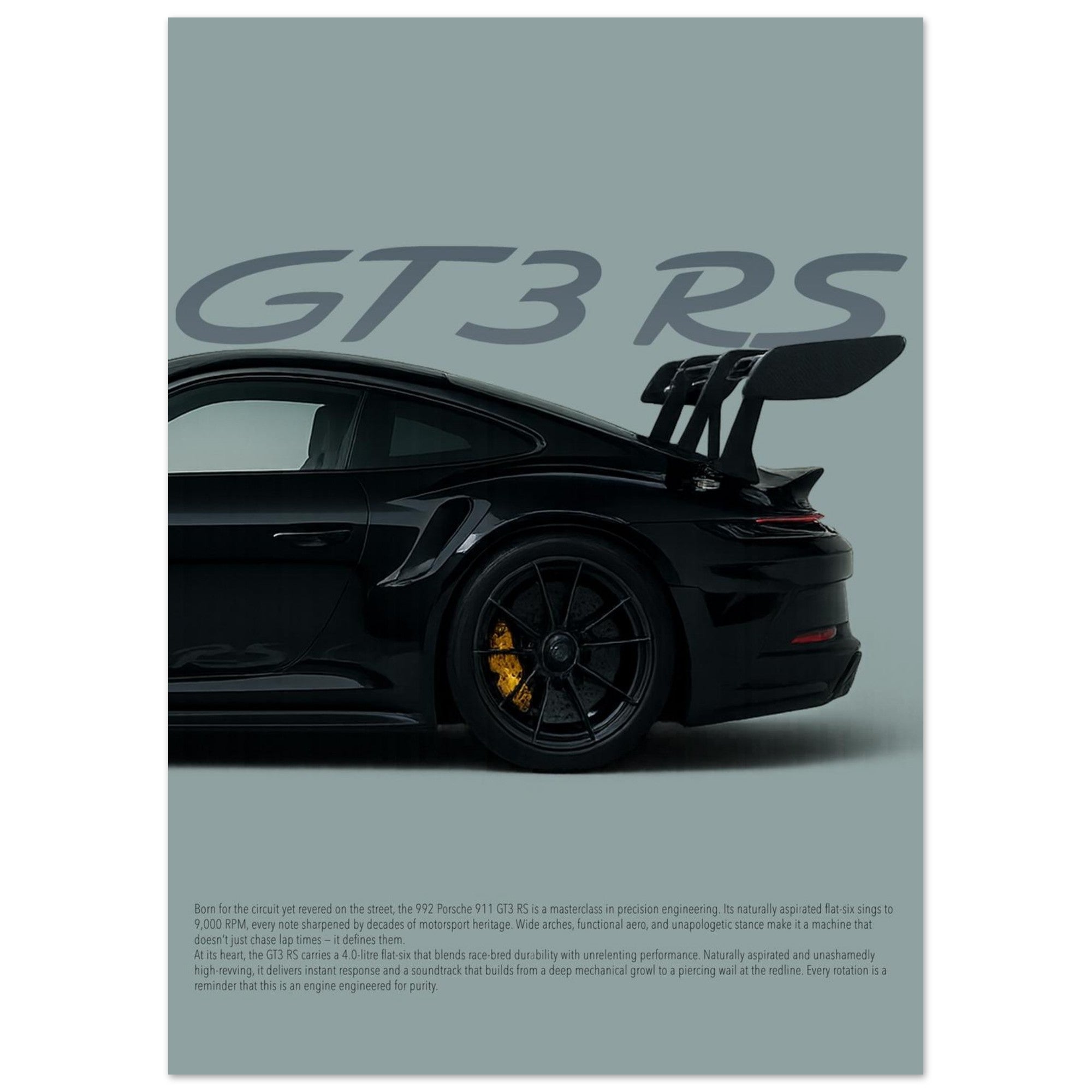 Porsche 911 GT3 RS Wall Art - Portrait Supercar Print - Garage & Gallery