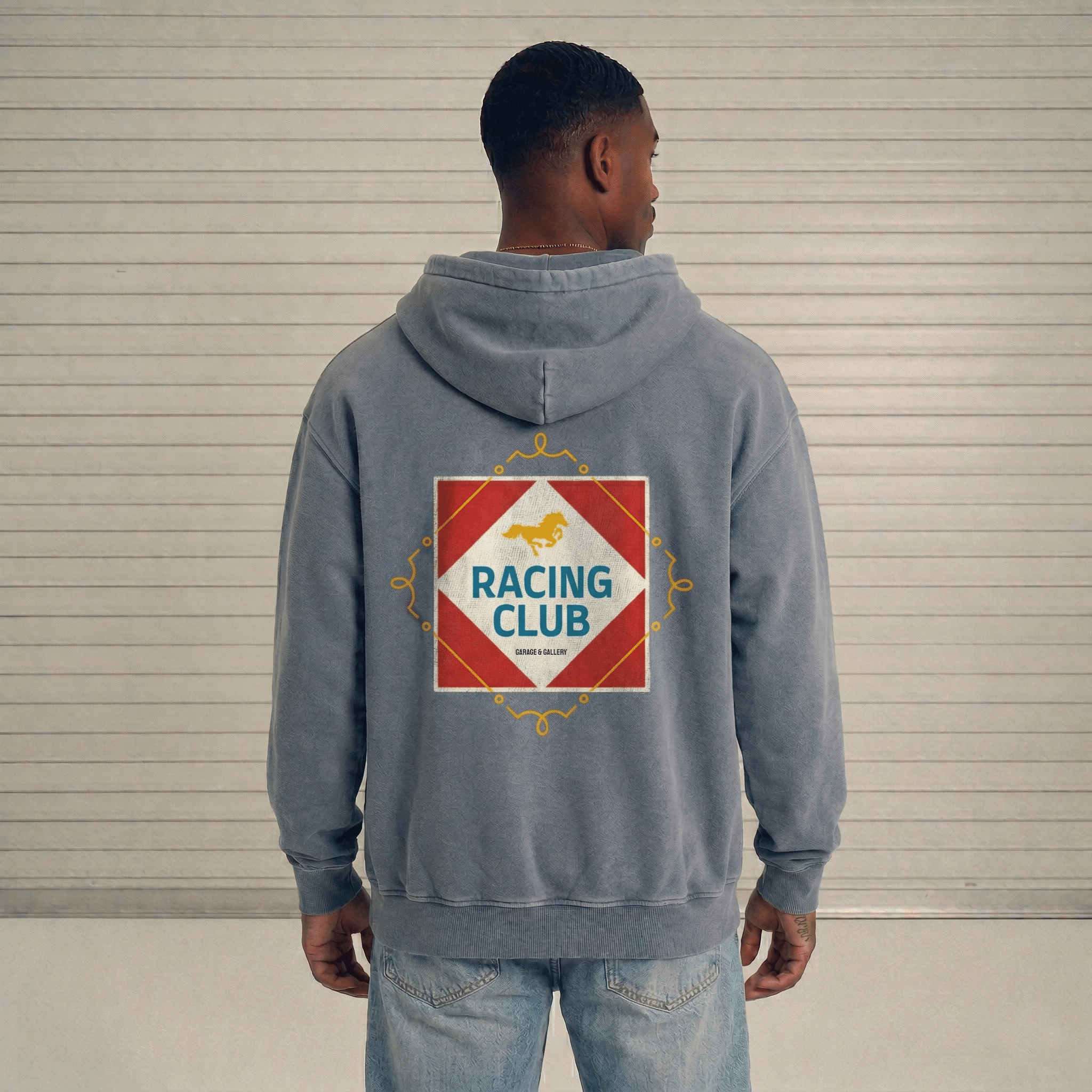 Racing Club Vintage Hoodie - Grey Blue - Garage & Gallery